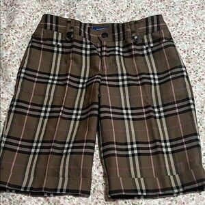 Burberry Blue Label Brown, Black and Pink Plaid Pants